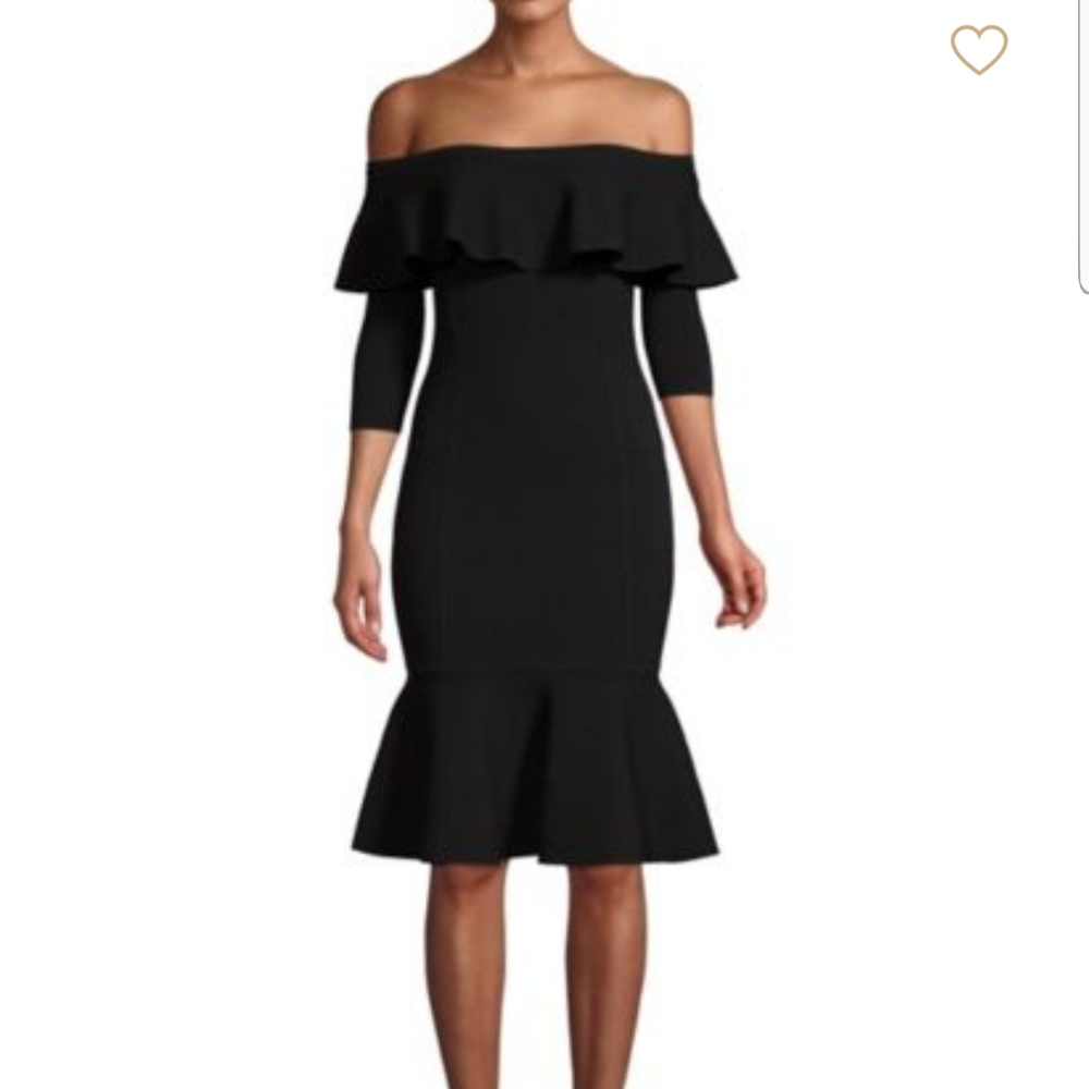 Michael Kors Collection Black Ruffle Midi Dress